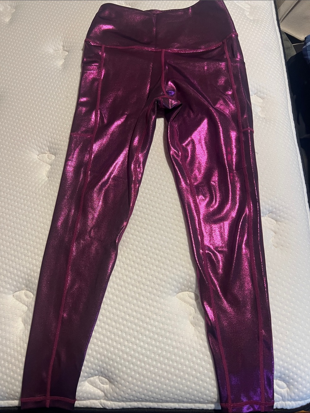 Metallic Fuchsia womens Active Leggings